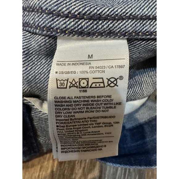 GAP x Cult Gaia Asymmetrical Denim Jacket Women's Size M Blue Cotton Button Up - Picture 8 of 11